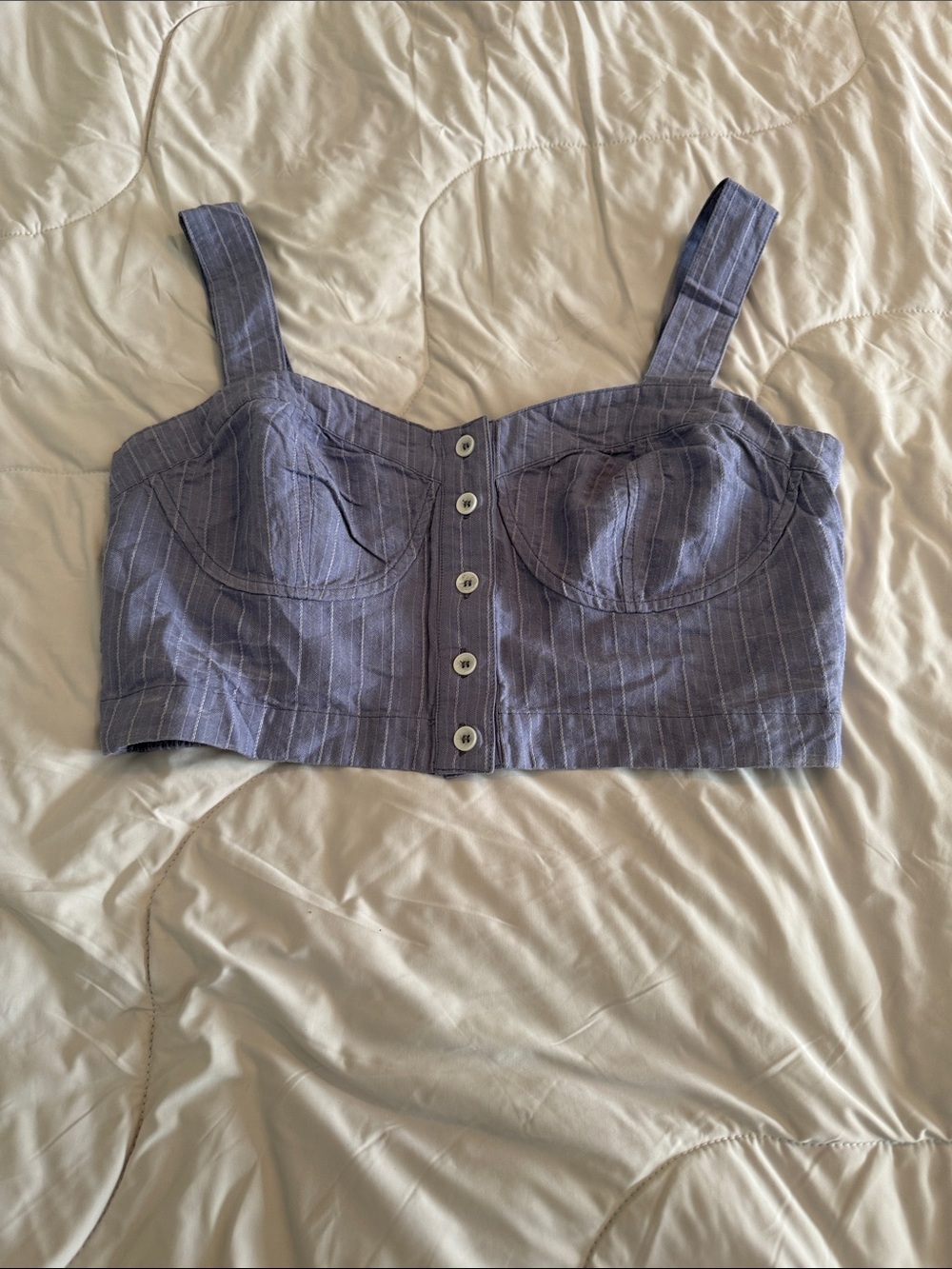 Free People Lavender Blue Pinstripe Crop Top